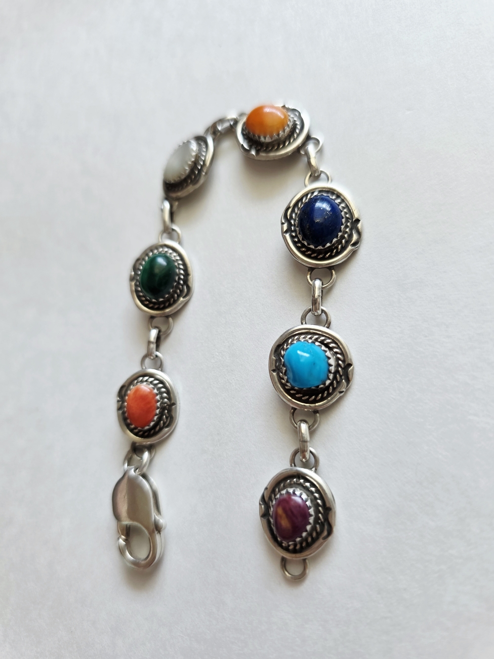 Multicolored Stone Link Bracelet - Women Jewelry - Picture 6 of 7